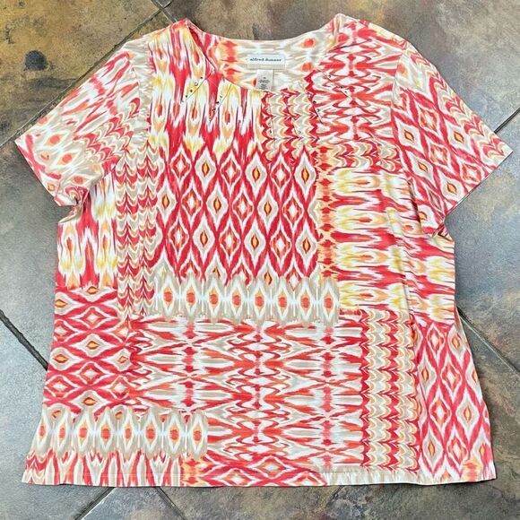 Alfred Dunner Abstract Geometric Diamond Top 2X - Picture 4 of 10